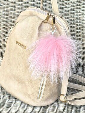 Pink Real Fur Pom Key chain | Bag Charm Accessory